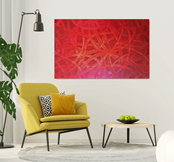 Despite the time  - extra large  red abstract painting