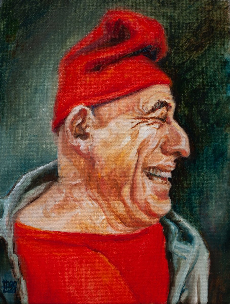Expressive Portrait Oil Painting By Liudmila Pisliakova, 7 X 9", Little Red Riding Hood, Original Artwork