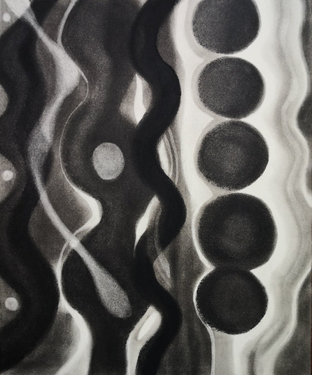 Organic Abstract Charcoal Drawing By Anyck Alvarez Kerloch, 14 X 17, Abstract #2, Original Artwork