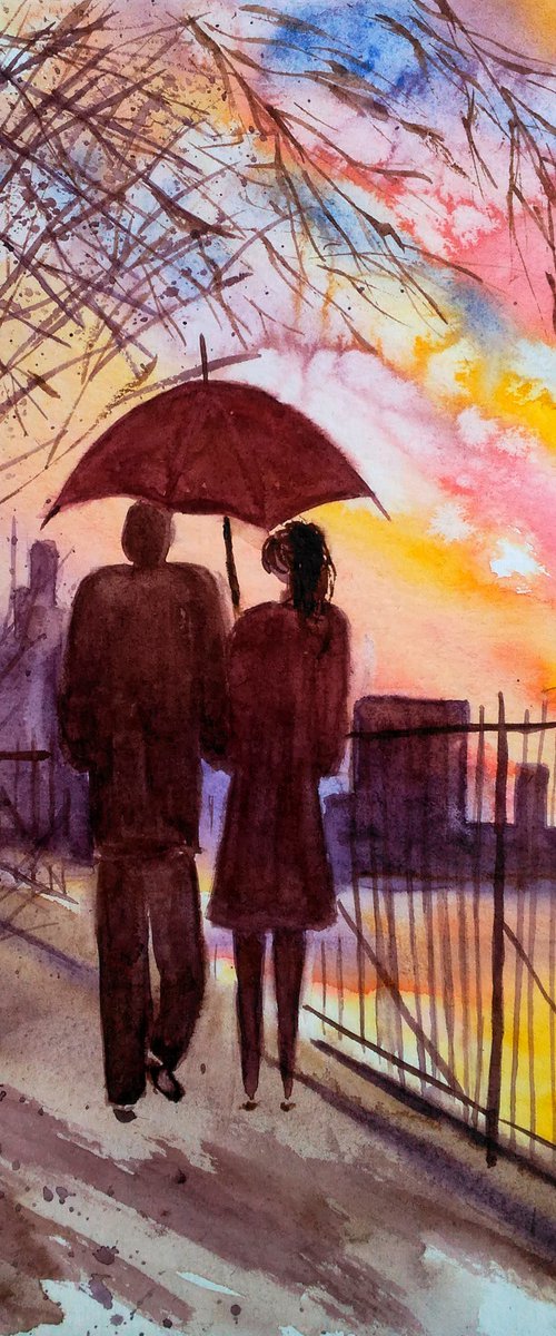 NYC Couple Painting by Halyna Kirichenko