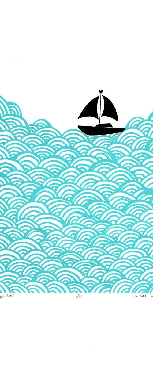 Bigger Boat in Aqua - Unframed - FREE Worldwide Delivery by Lu West