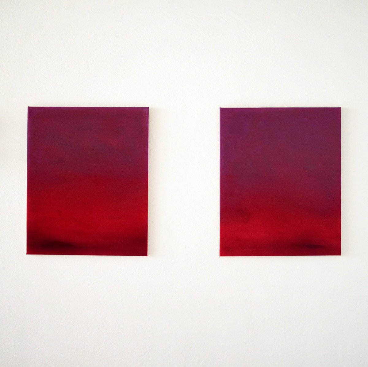 Expressive Abstract Oil Painting By Petr Johan Marek, 35 X 22", Red & Violet, Original Artwork