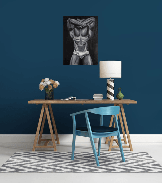 Dear friend, original erotic nude man body, gift idea, bedroom painting