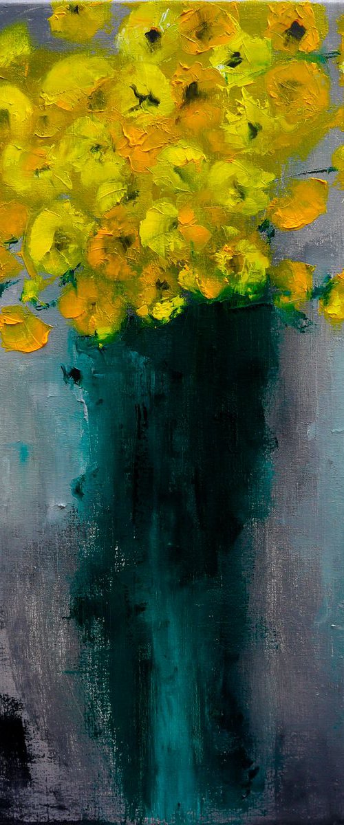 Abstract Flowers painting Oil painting on canvas Floral painting by Anna Lubchik