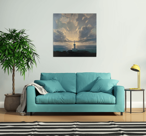 “Sea scape with a light house”