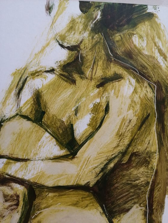 Nude-study female oil on paper