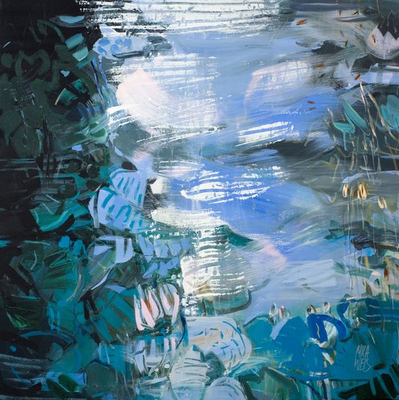 WATER LILIES IN THE MOONLIGHT