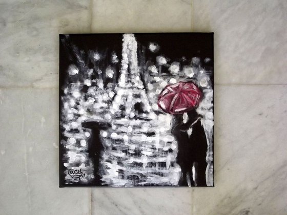 PARIS NIGHT LOVERS - Acrylic Painting - 30X30 cm