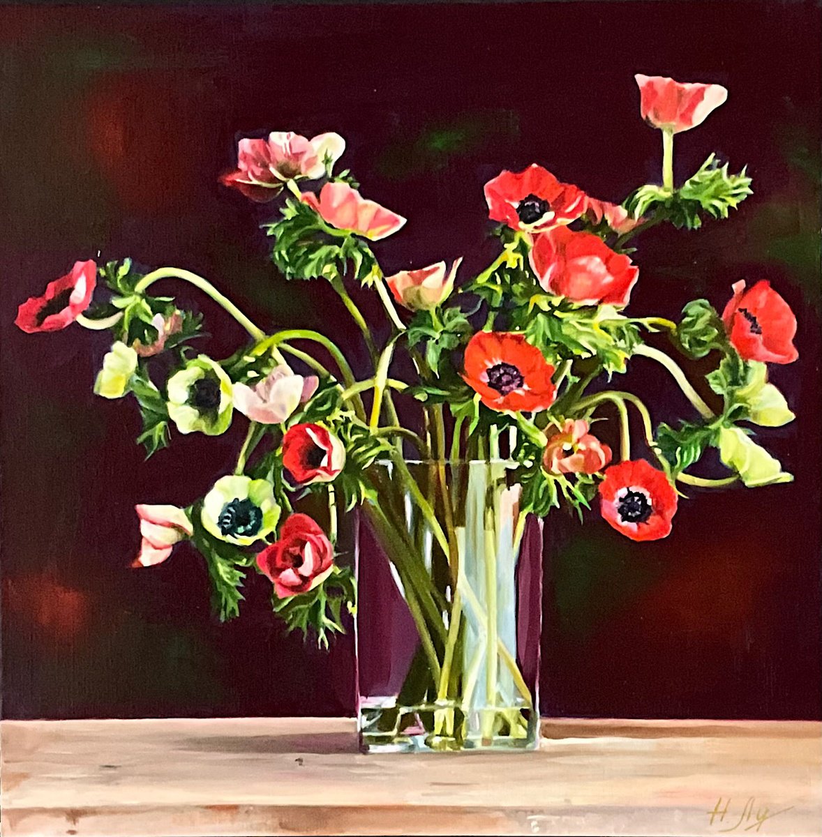 Photorealistic Botanical Oil Painting By Natalia Lugovskaya, 20 X 20", Flowers, Original Artwork