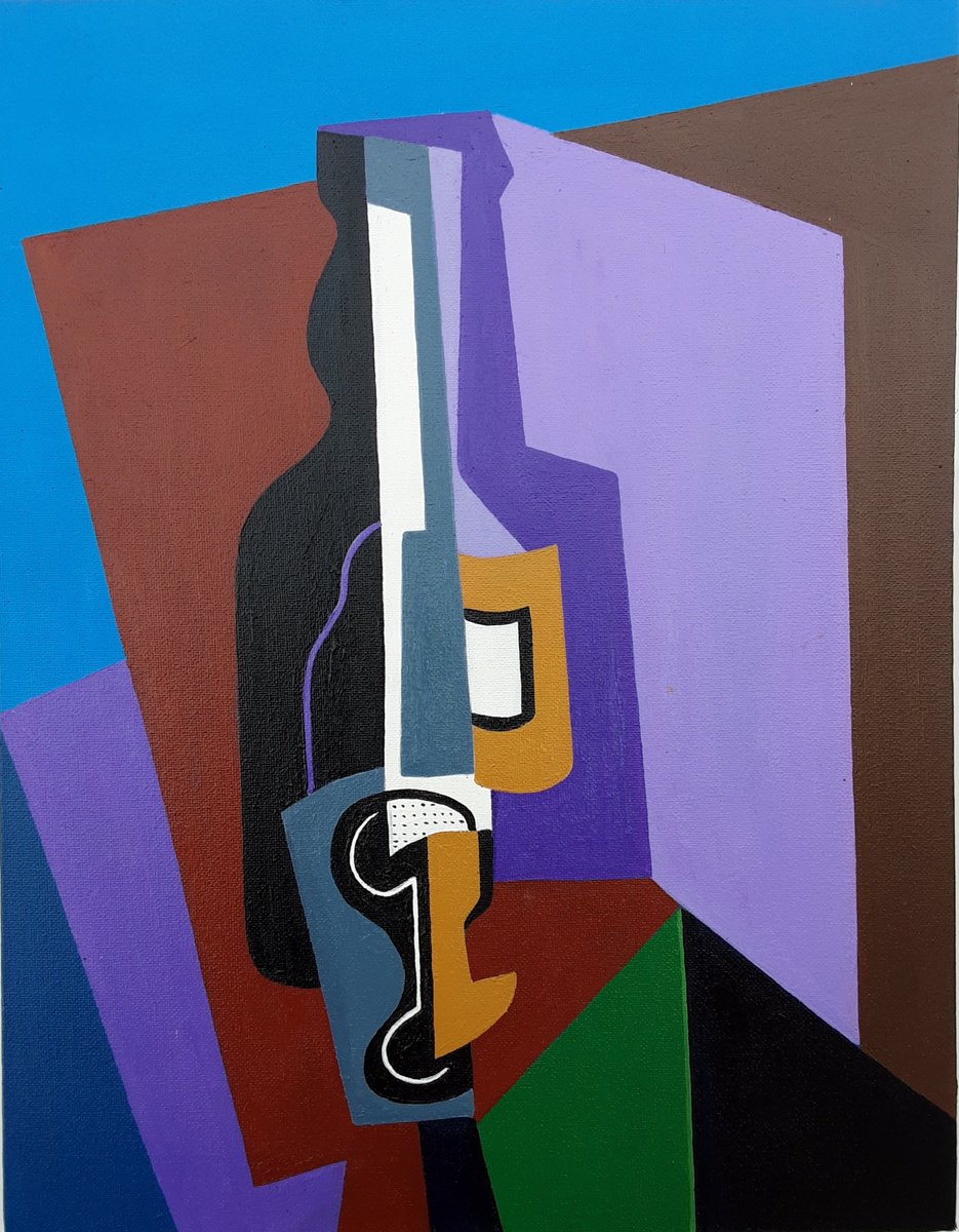 Abstract Still Life Oil Painting By Paul Heron, 14 X 18", Purple Still Life, Original Artwork