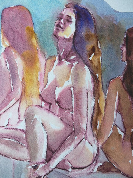 seated nude 3 poses