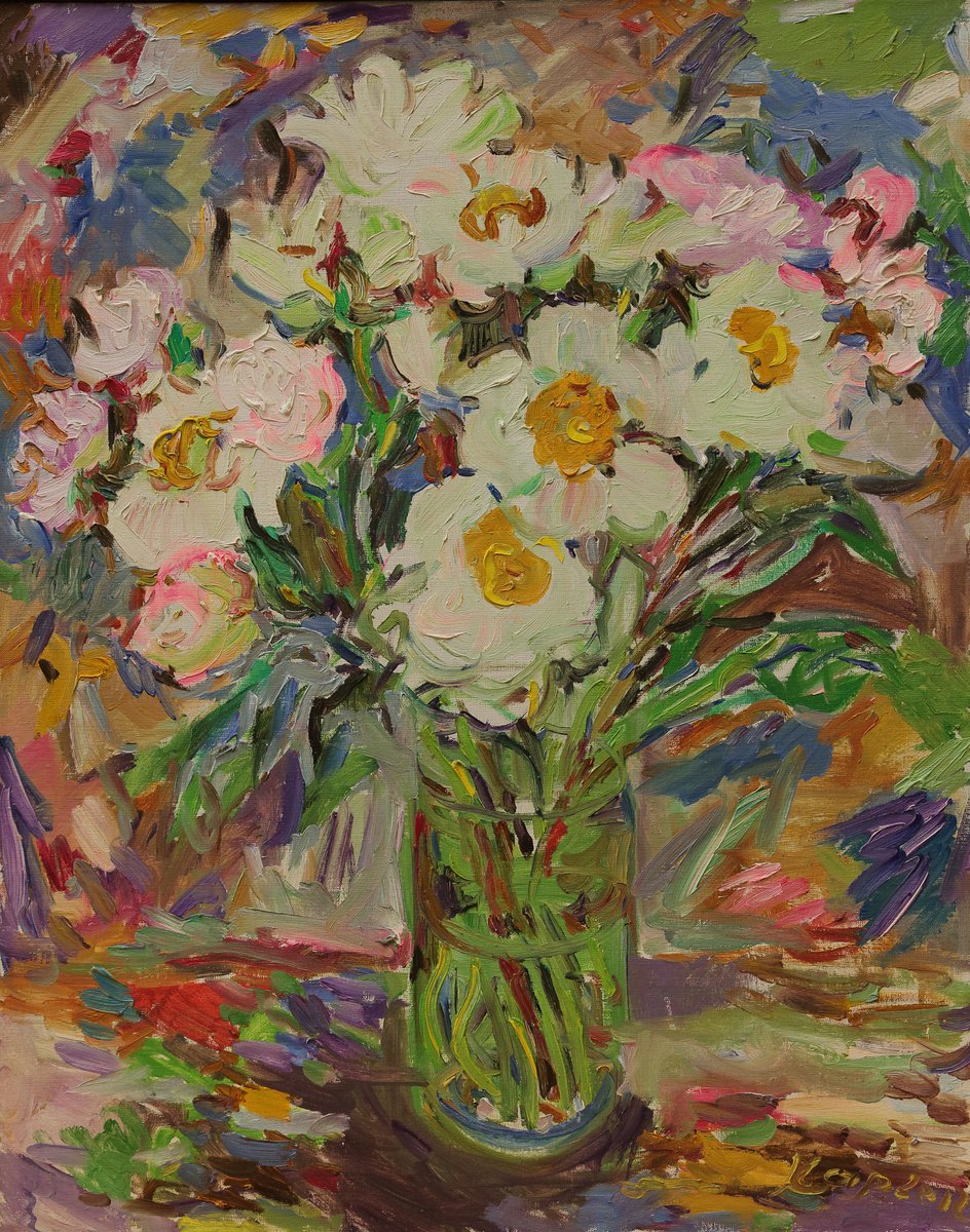Bouquet - Still Life - Flowers in vase - Medium Size - Oil Painting - Gift Art - Living Ro... by Karakhan