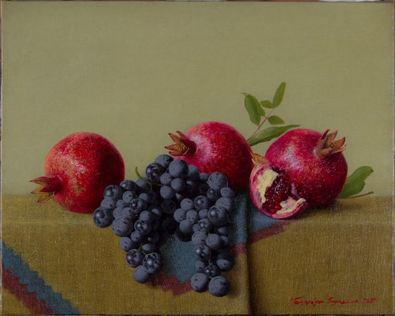 Blue and red, 40x50cm, oil on canvas, 2018, original still life