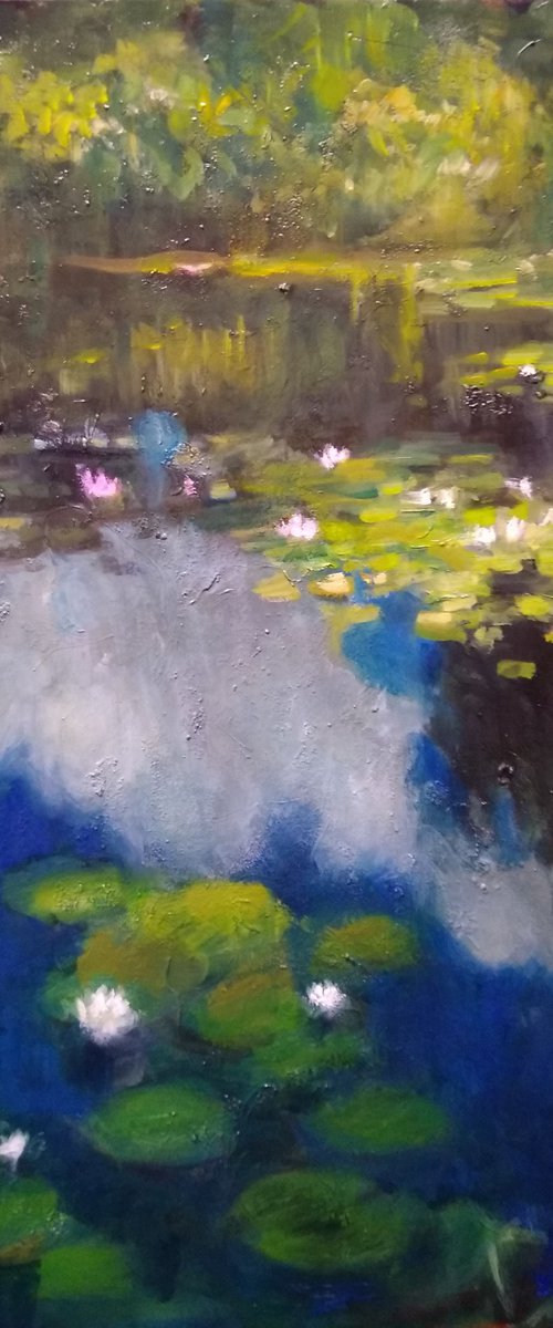 Pond With Water Lilies And Cloud by HELINDA (Olga Müller)