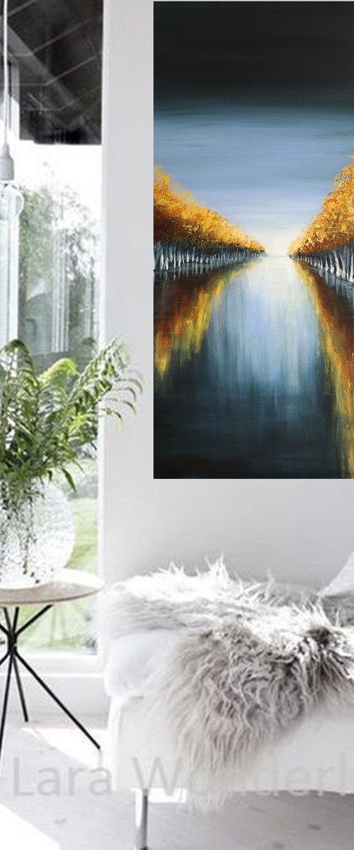 Autumn's Mirror IV- Water and  Trees Series by Danijela Dan