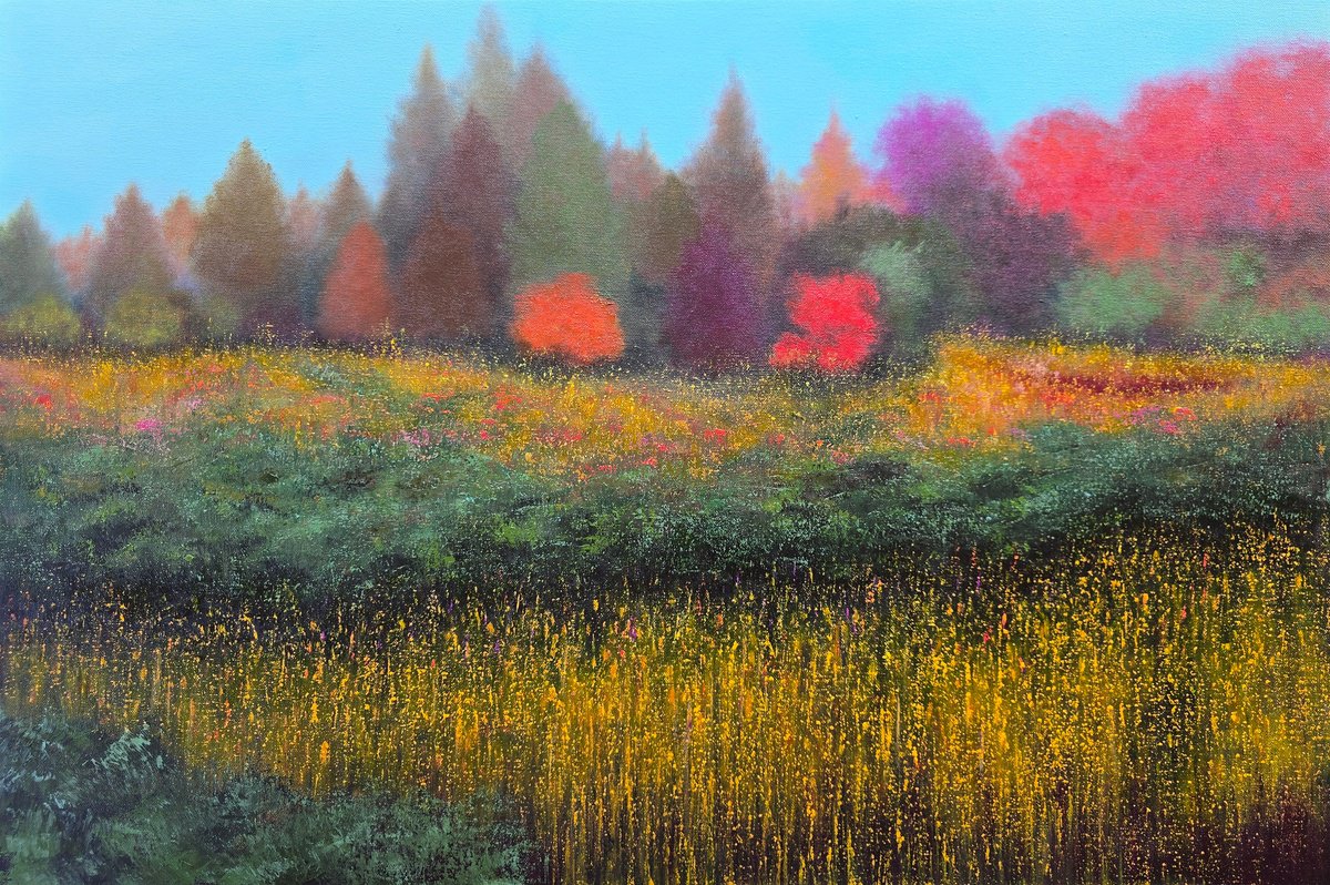 Impressionistic Landscape Oil Painting By Faith Patterson, 36 X 24, Resting In Color, Original Artwork