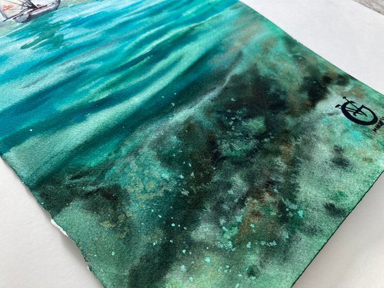 EMERALD GREEN SEA - triptych