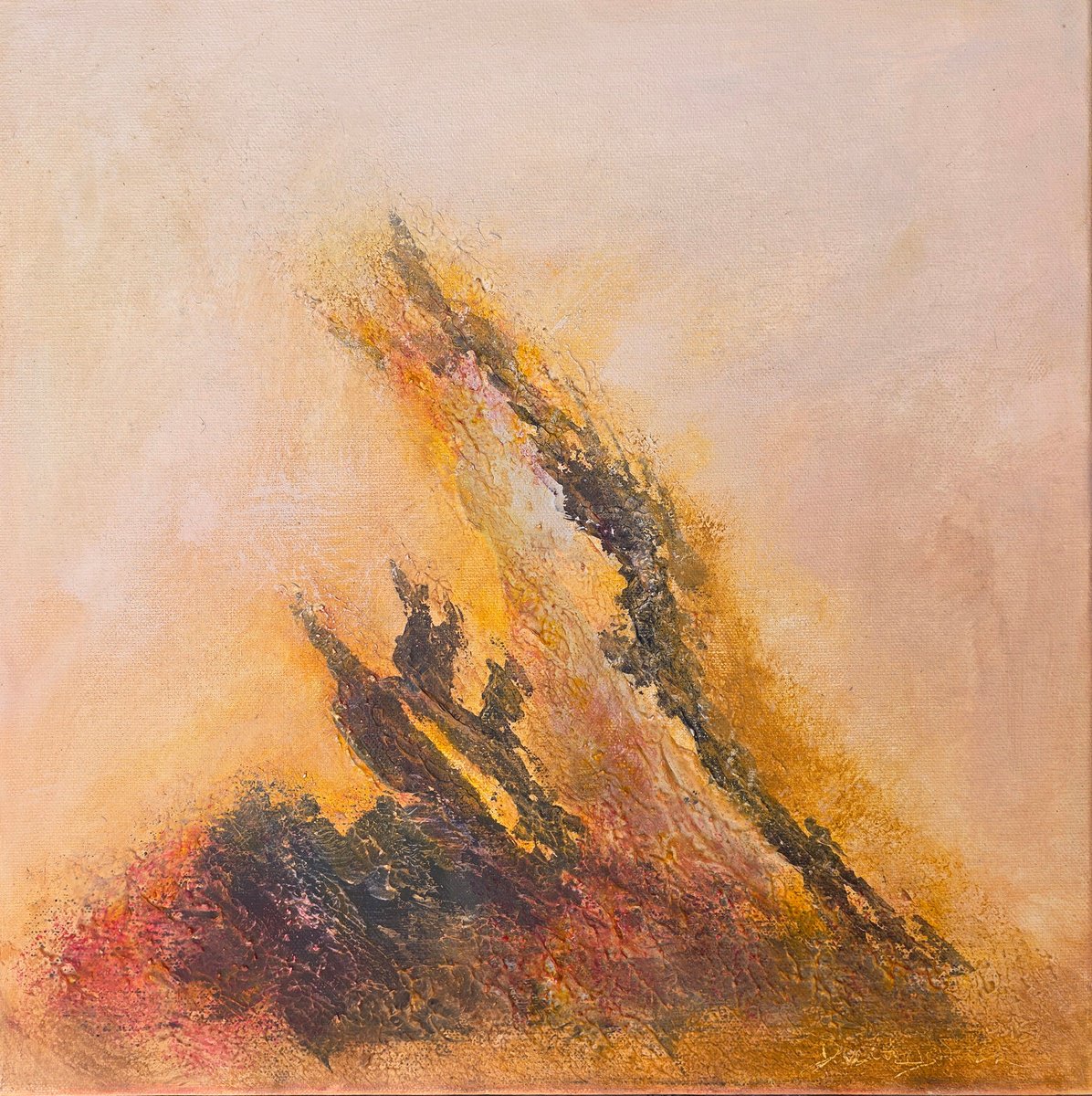 Organic Landscape Acrylic Painting By Doris Duschelbauer, 16 X 16, Untitled #5, Original Artwork