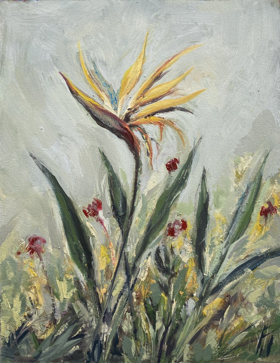 Expressive Botanical Oil Painting By Mario Sanchez, 9 X 12", New Day, Original Artwork