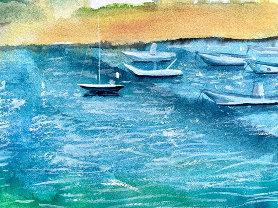 Sea Watercolor Painting, Beach Wall Art, Italy Original Painting, Coastal Home Decor, Nautical Picture