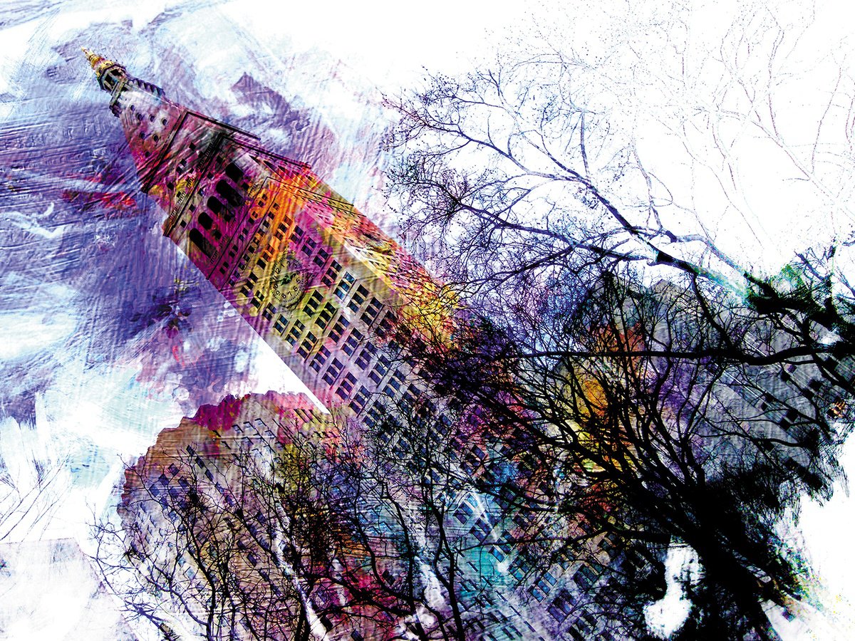 Illustrative Cityscapes Print By Javier Diaz, 79 X 60, Maromas, New York/Original Artwork, Original Artwork