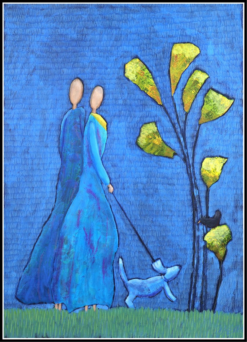 Expressive Landscape Painting By Mariann Johansen-Ellis, 20 X 27", Le Chien Bleu, Original Artwork