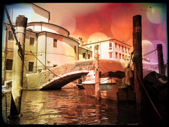 Venice sister town Chioggia in Italy - 60x80x4cm print on canvas 01153m1 READY to HANG