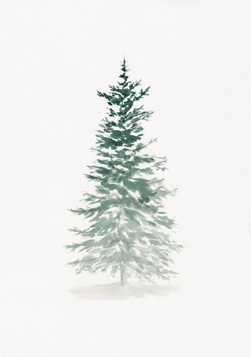 Expressive Landscape Watercolour By Doriana Popa, 8 X 12, Christmas Tree, Original Artwork