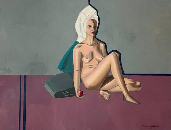 Nude woman with apple