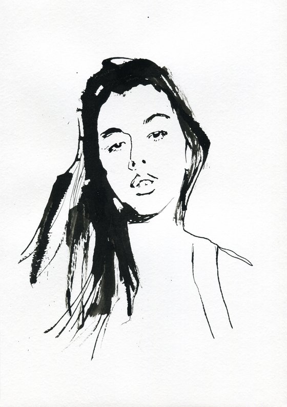 Woman ink portrait number 6