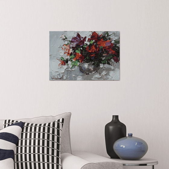 Roses in a vase  Still life painting- Original impasto oil painting