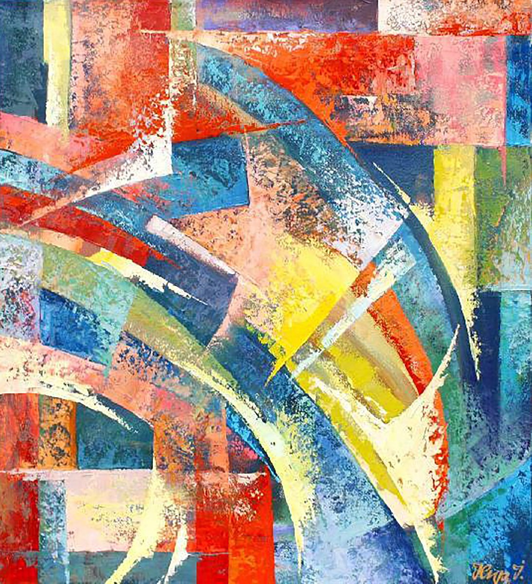 Impressionistic Abstract Oil Painting By Ivan Kirilenko, 28 X 31, Flight, Original Artwork