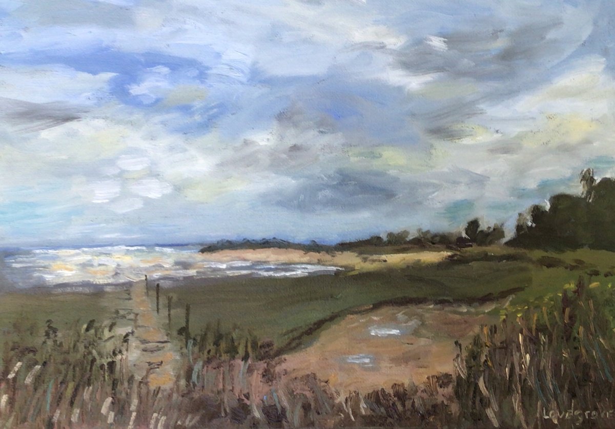 Wetlands of east Kent. An original plein air oil painting. by Julian Lovegrove Art