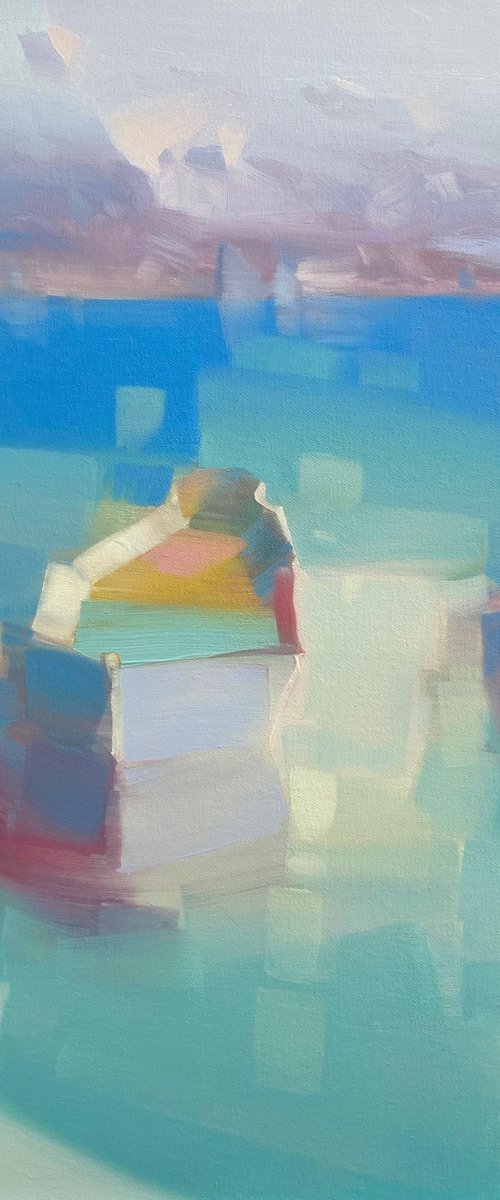 Canoe, Original oil painting, Handmade artwork, One of a kind by Vahe Yeremyan