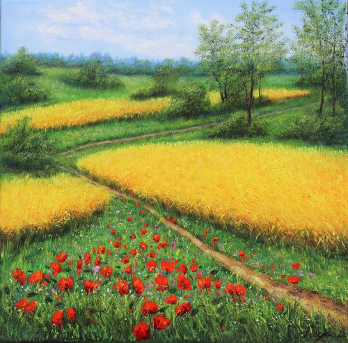 Wheat field and poppy meadow by Ludmilla Ukrow