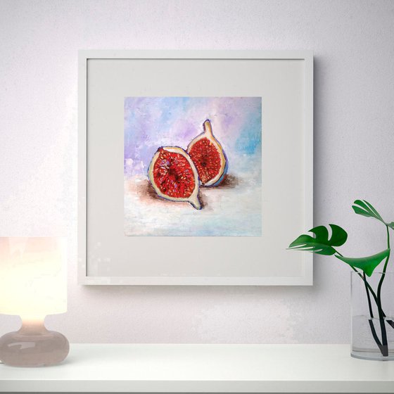 Fig Painting Still Life Original Art Food Wall Art Small Kitchen Artwork