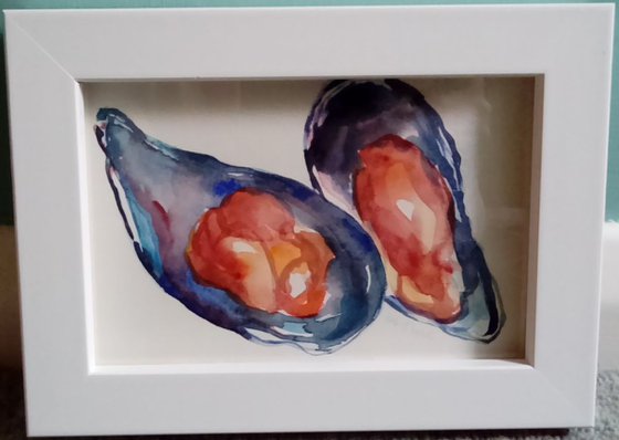 Set of 4 Mussels Original Watercolour Paintings