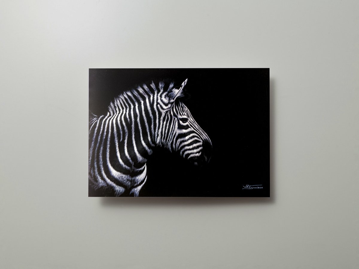 Photorealistic Animal Oil Painting By Vlad Atasyan, 28 X 20", Striped Elegant, Original Artwork