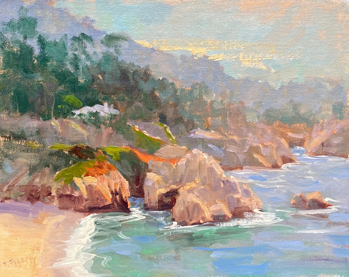 Impressionistic Landscape Oil Painting By Tatyana Fogarty, 14 X 11", Gibson Beach Revisited, Original Artwork