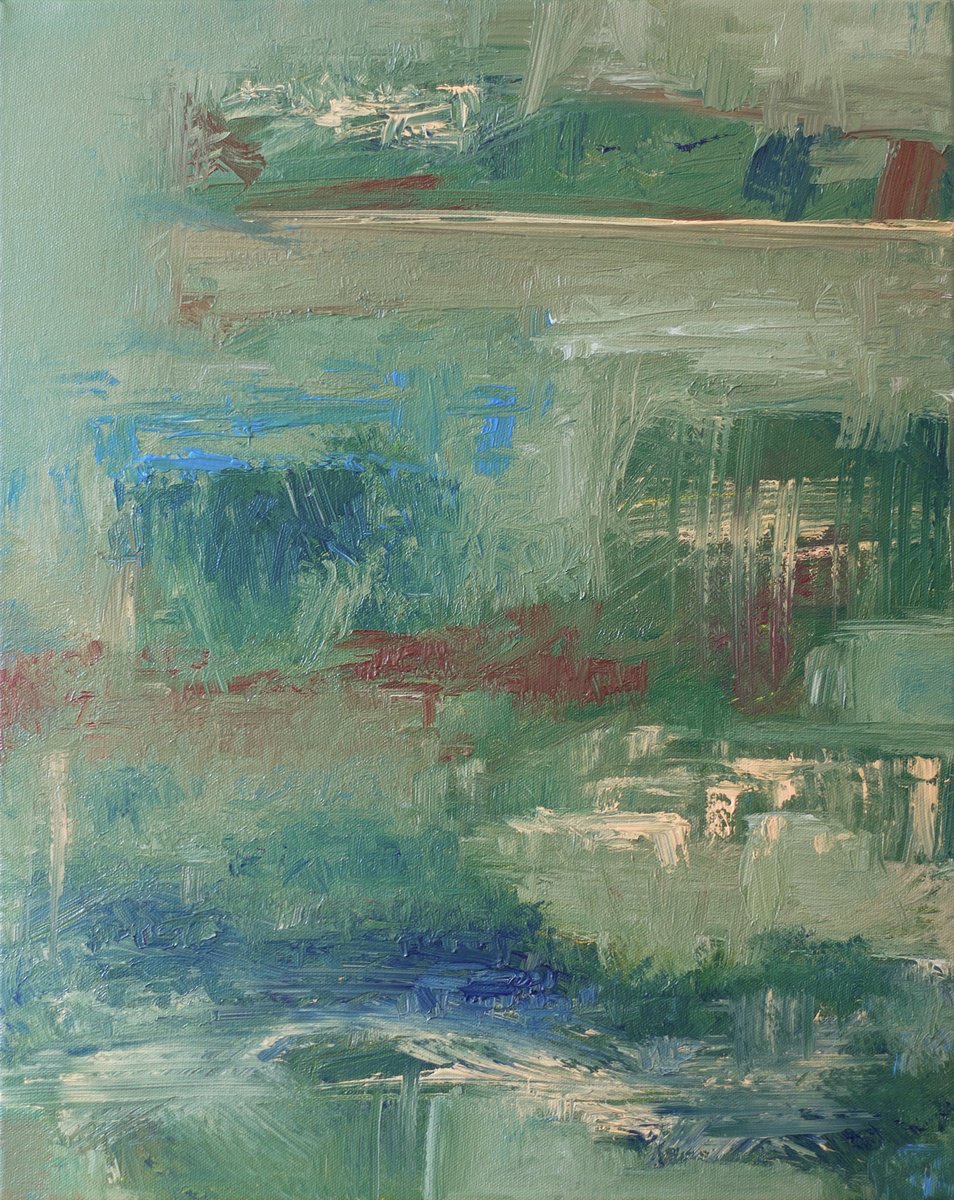 Abstract Landscape Oil Painting By Thomas Hjelm, 17 X 21", Reef, Original Artwork