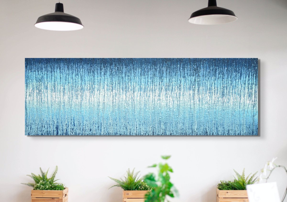 Organic Abstract Acrylic Painting By Heidi Thompson, 90 X 30, Sky Veils, Original Artwork