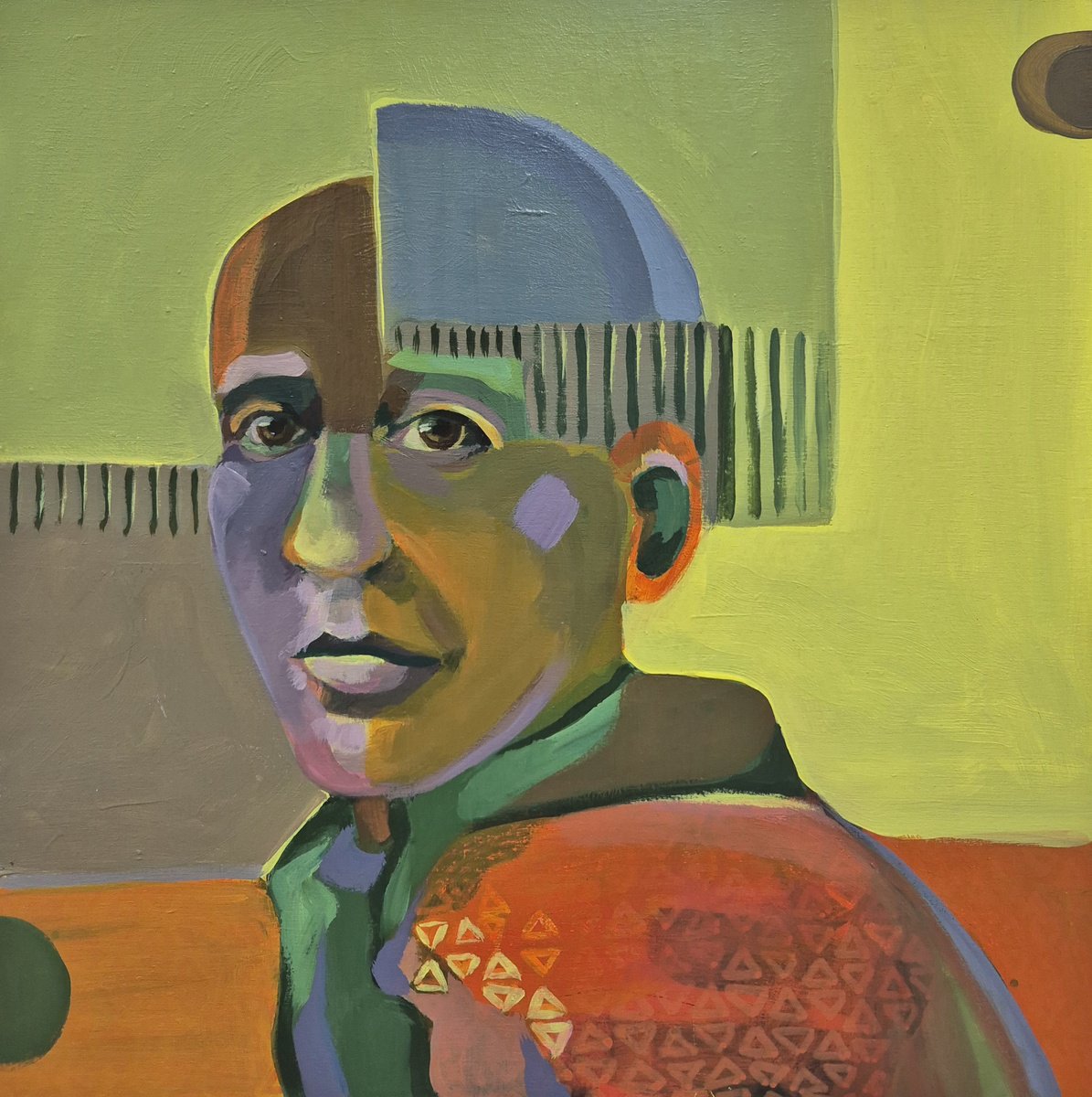 Impressionistic Portrait Acrylic Painting By Gitti Gv, 12 X 12, So Much To Think About, Original Artwork