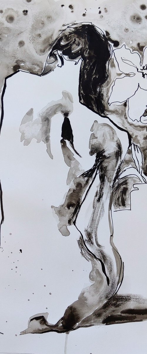 Nude With Lilies by Jelena Djokic