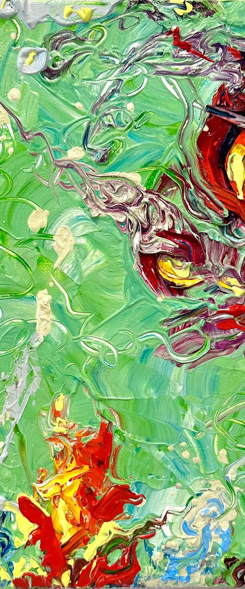 Flower garden  / nature abstraction impasto oil painting by Elena Adele Dmitrenko