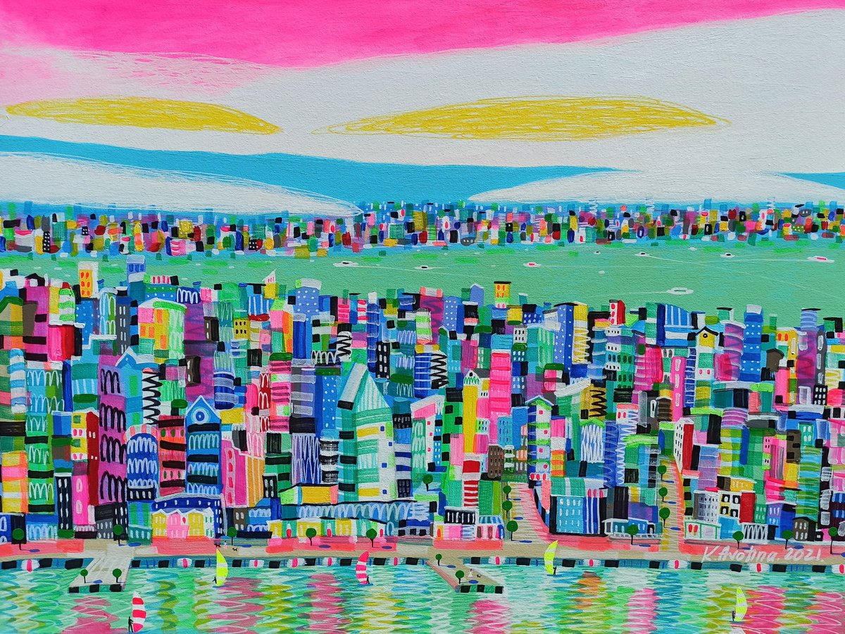 Impressionistic Landscape Acrylic Painting By Katrina Avotina, 31 X 24", To Feel The Freedom, Original Artwork