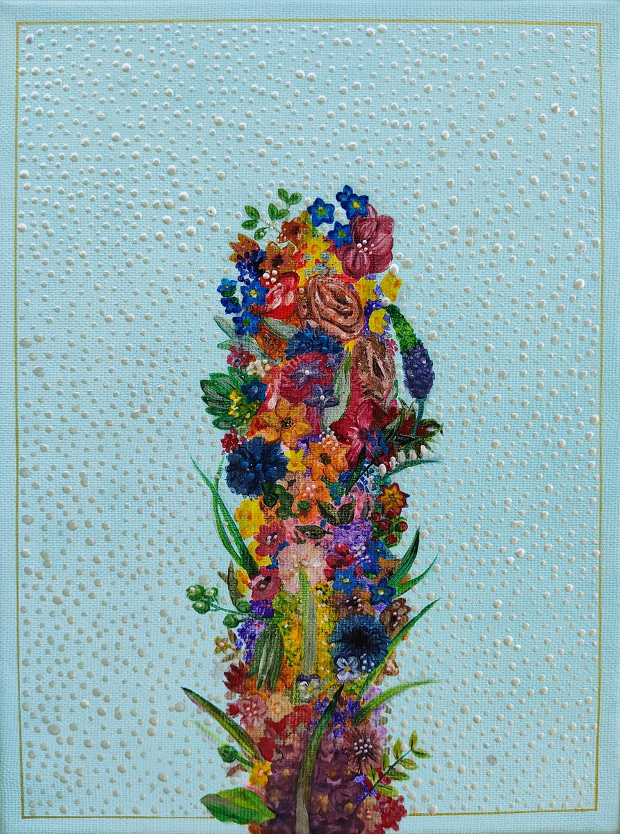 Botanical Painting By Andromachi Giannopoulou, 7 X 10, Flower Column, Original Artwork