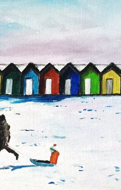 Colorful cabins on the beach by Isabelle Lucas