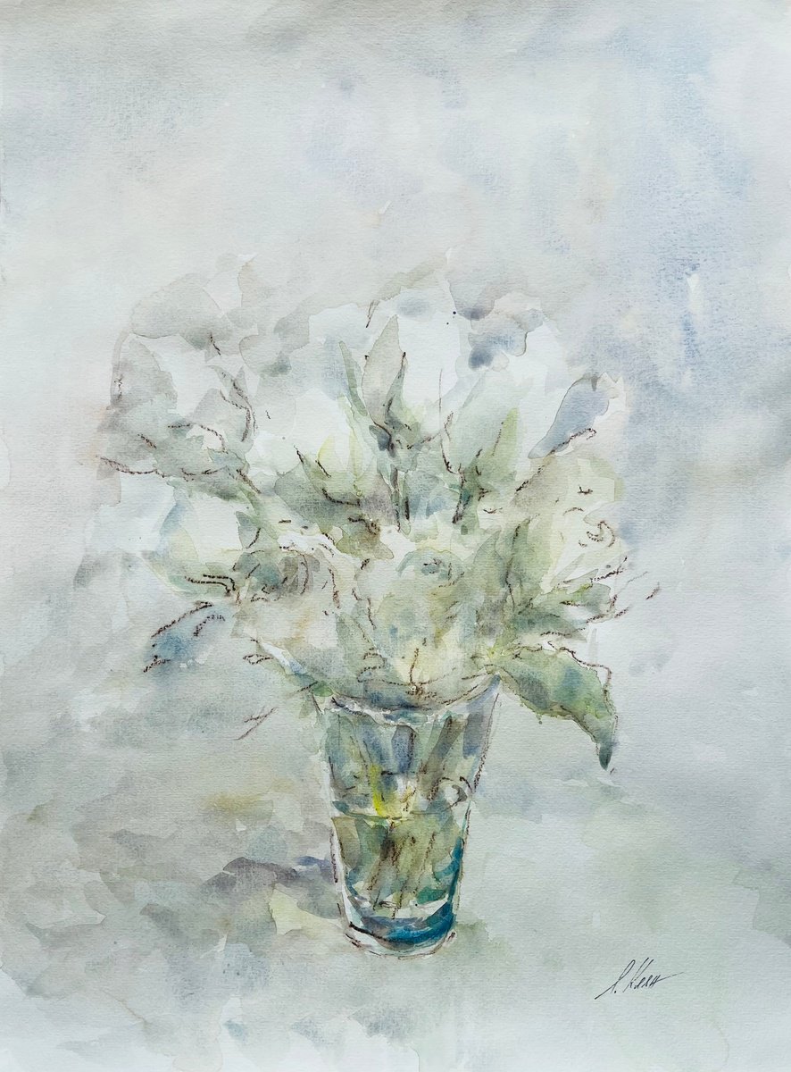 Impressionistic Botanical Painting By Elena Klyan, 14 X 18, Roses 36X48Cm 2025, Original Artwork