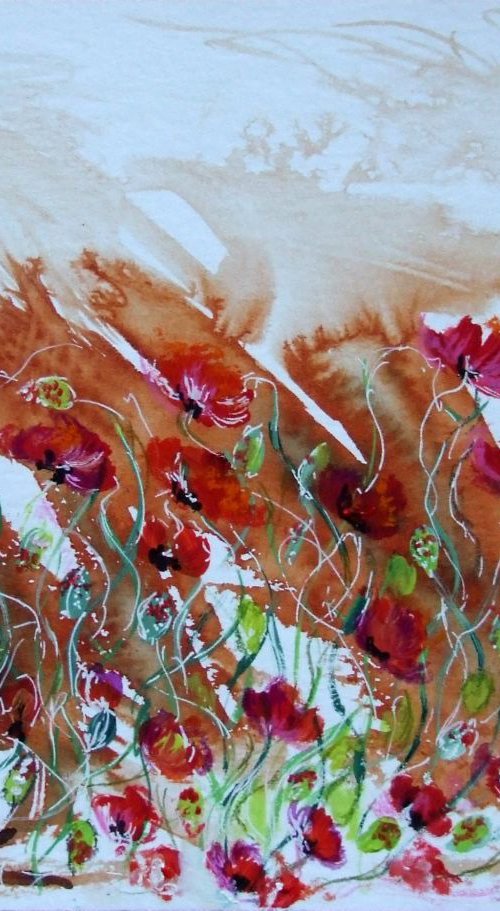 Poppies / Watercolour by Anna Sidi-Yacoub