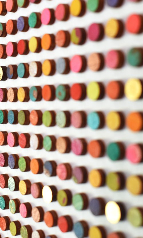 Seven Hundred and Twenty Nine 3D Painted Dots with Gold Original Painting by Amelia Coward